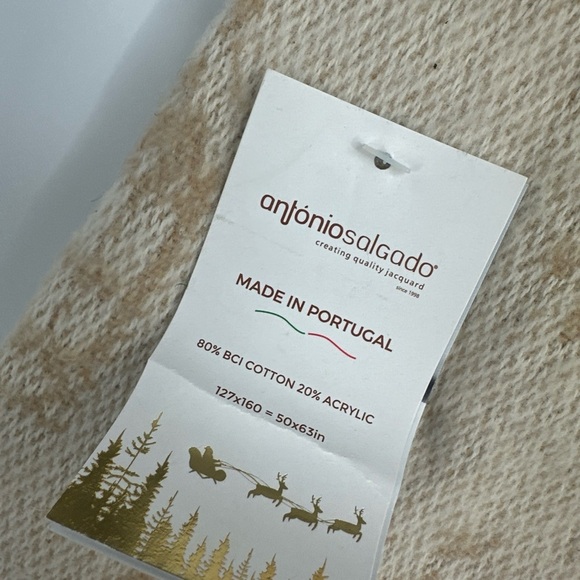 Antonio Salgado Portugal Throw Blanket Cotton Blend 51 X 63” Winter Scene Homes - Picture 2 of 5